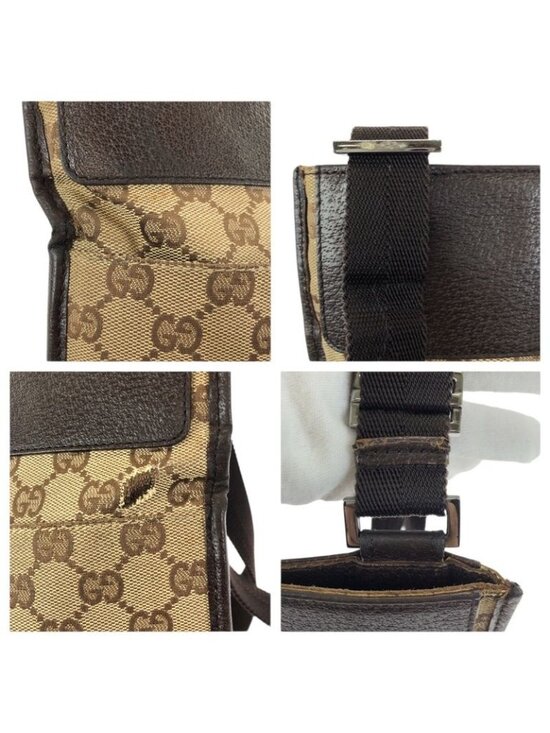 Gucci Beige Dark Brown GG Canvas Leather Shoulder Bag Pochette main image 3